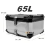 Maleta de moto Top case 65 litros Aluminio Gris desmontable SRL