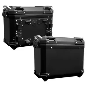 Set de Maletas Laterales Moto SR38 – 56 Lts (28 Lts c/u) Negro ABS