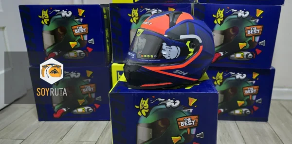 Casco moto shaft cesio Azul Fluor