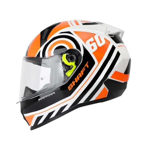 Casco moto shaft duelo blanco naranjo