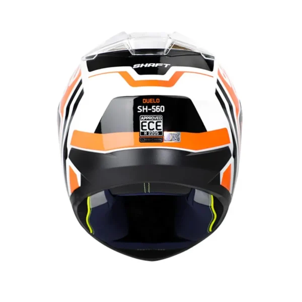 Casco moto shaft duelo blanco naranjo