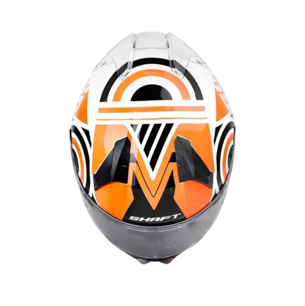 Casco moto shaft duelo blanco naranjo
