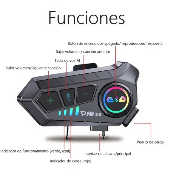 Intercomunicador con bluetooth para casco de motocicleta Moto Y10 2X
