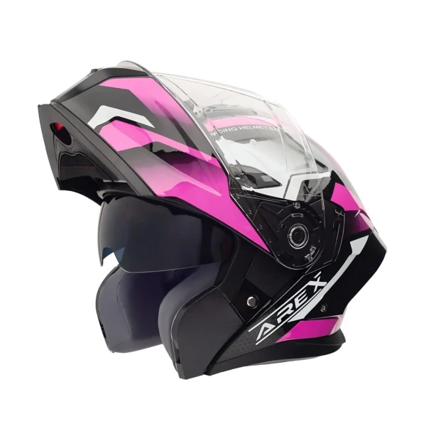 Casco abatible arex SR shot blanco fucsia