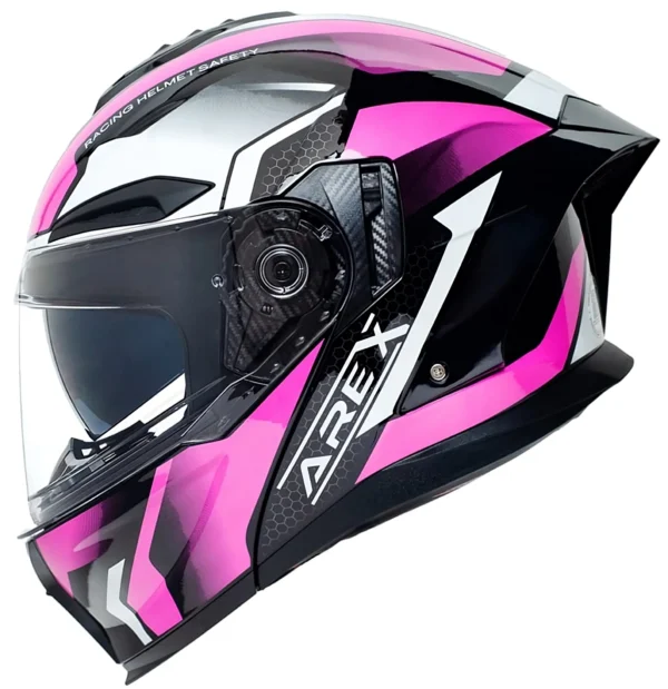 Casco abatible arex SR shot blanco fucsia