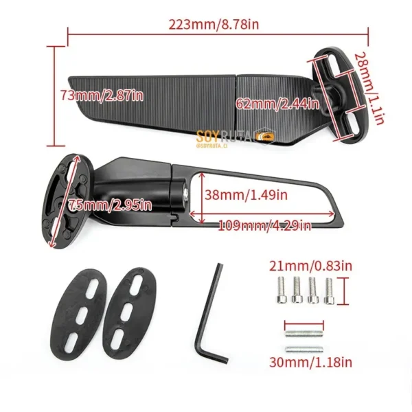 Espejos Deportivos Alerón GP Aluminio Carenado hilo 6mm