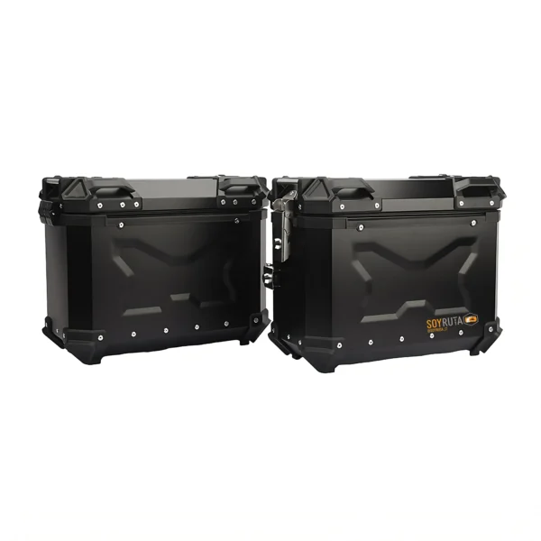 Maletas Moto Laterales Aluminio SRX72 Litros Con Anclaje Negro SOYRUTA (3) Maletas Moto Laterales Aluminio SRX72 Litros Con Anclaje Negro