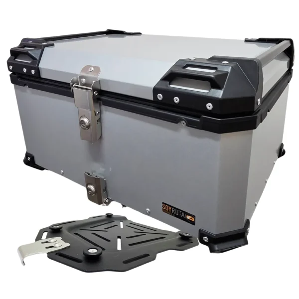 Maleta de moto Top case 65 litros Aluminio Gris desmontable SRL