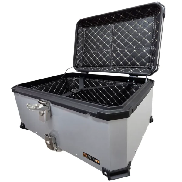 Maleta de moto Top case 65 litros Aluminio Gris desmontable SRL
