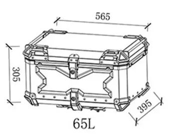 Maleta de moto Top case 65 litros Aluminio Negro desmontable SRL