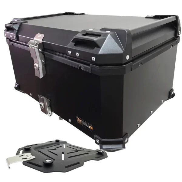 Maleta de moto Top case 65 litros Aluminio Negro desmontable SRL
