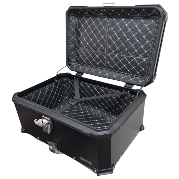 Maleta de moto Top case 65 litros Aluminio Negro desmontable SRL