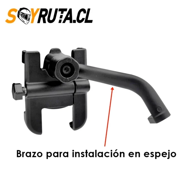 Porta celular de moto con brazo metalico para espejo