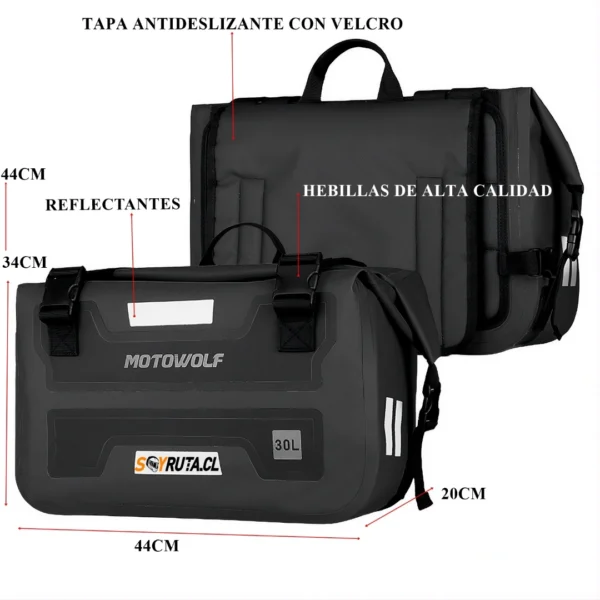 Alforjas Laterales Moto 30L Impermeables Negro