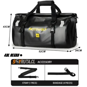 Bolso impermeable moto 40L Negro