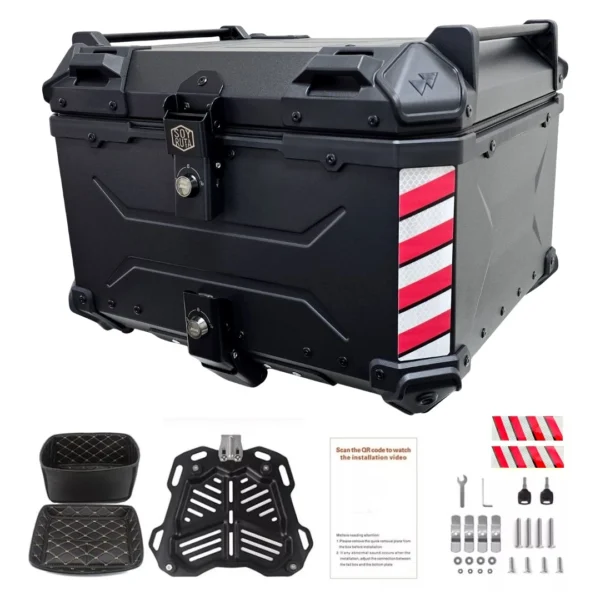 Maleta de moto Top case 45 litros Aluminio 2mm Negro desmontable SRF SOYRUTA (13) Maleta de moto Top case 45 litros Aluminio 2mm Negro desmontable SRF
