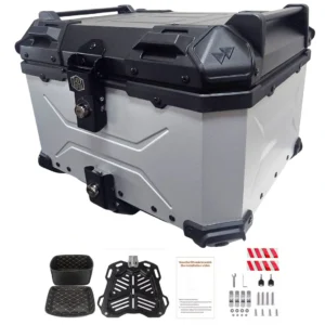 Maleta de moto Top case 55 litros Aluminio 2mm GRIS desmontable SRF