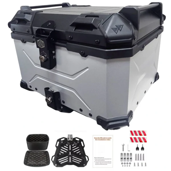 Maleta de moto Top case 55 litros Aluminio 2mm GRIS desmontable SRF SOYRUTA (2) Maleta de moto Top case 55 litros Aluminio 2mm GRIS desmontable SRF