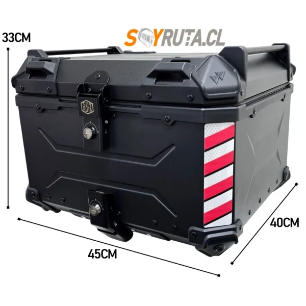 Maleta de moto Top case 55 litros Aluminio 2mm Negro desmontable SRF SOYRUTA (2) Maleta de moto Top case 55 litros Aluminio 2mm Negro desmontable SRF