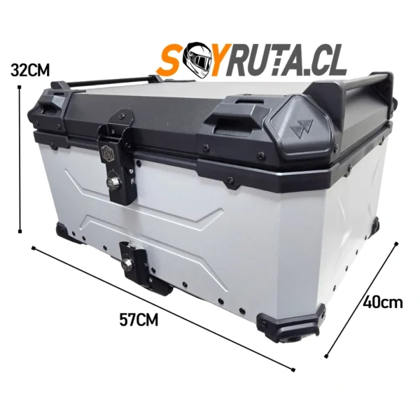Maleta de moto Top case 65 litros Aluminio 2mm GRIS desmontable SRF SOYRUTA (2) Maleta de moto Top case 65 litros Aluminio 2mm GRIS desmontable SRF