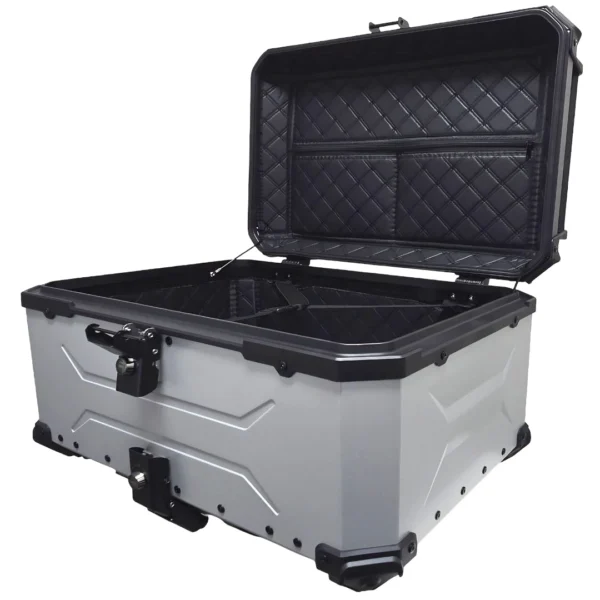 Maleta de moto Top case 65 litros Aluminio 2mm GRIS desmontable SRF SOYRUTA (4) Maleta de moto Top case 65 litros Aluminio 2mm GRIS desmontable SRF