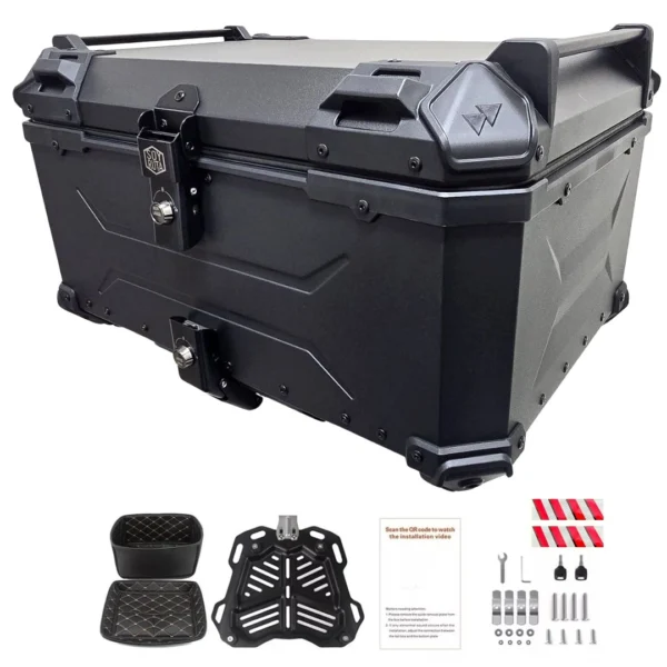 Maleta de moto Top case 65 litros Aluminio 2mm NEGRO desmontable SRF