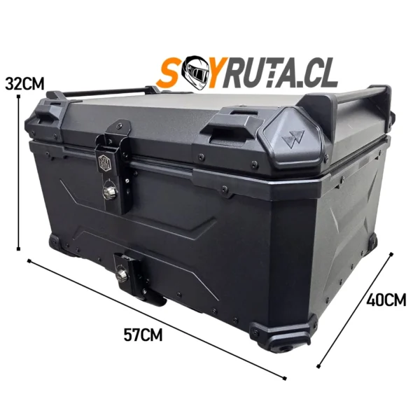 Maleta de moto Top case 65 litros Aluminio 2mm NEGRO desmontable SRF