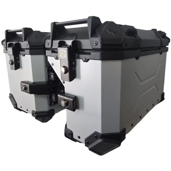 Maletas laterales aluminio BMW 12001250 SOYRUTA (1) PACK Maletas laterales 88L + Top case 45L + Anclajes aluminio BMW 1200/1250 Gris