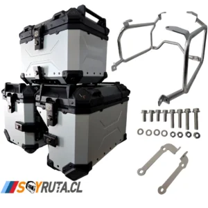 PACK Maletas laterales 88L + Top case 45L + Anclajes aluminio BMW 1200/1250 Gris