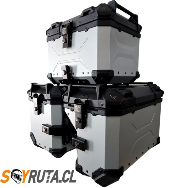 Maletas laterales aluminio BMW 12001250 SOYRUTA (14) PACK Maletas laterales 88L + Top case 45L + Anclajes aluminio BMW 1200/1250 Gris