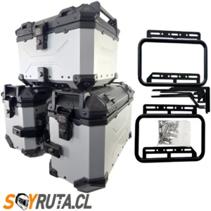 PACK Maletas laterales 72L + Top case 45L aluminio universal GRIS