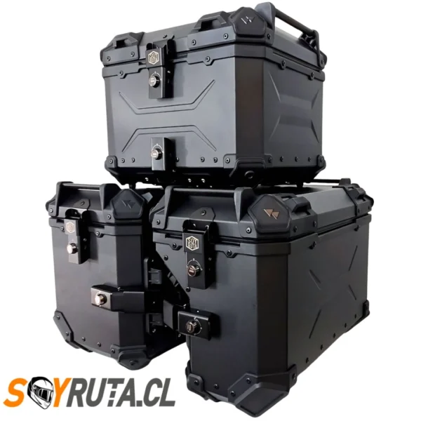 Pack Maletas laterales aluminio BMW 12001250 Negro SOYRUTA (3) PACK Maletas laterales 88L + Top case 45L + Anclajes aluminio BMW 1200/1250 Negro