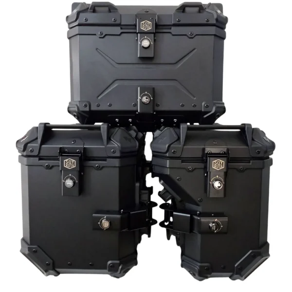 Pack Maletas laterales aluminio BMW 12001250 Negro SOYRUTA (4) PACK Maletas laterales 88L + Top case 45L + Anclajes aluminio BMW 1200/1250 Negro