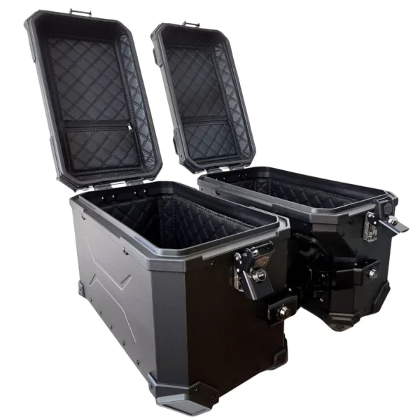 Pack Maletas laterales aluminio BMW 12001250 Negro SOYRUTA (5) PACK Maletas laterales 88L + Top case 45L + Anclajes aluminio BMW 1200/1250 Negro