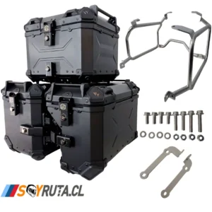 PACK Maletas laterales 88L + Top case 45L + Anclajes aluminio BMW 1200/1250 Negro