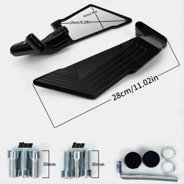Espejos para Moto Deportiva Universal Tipo Alerón Ajustable SOYRUTA (5) Espejos para Moto Deportiva Universal Tipo Alerón Ajustable